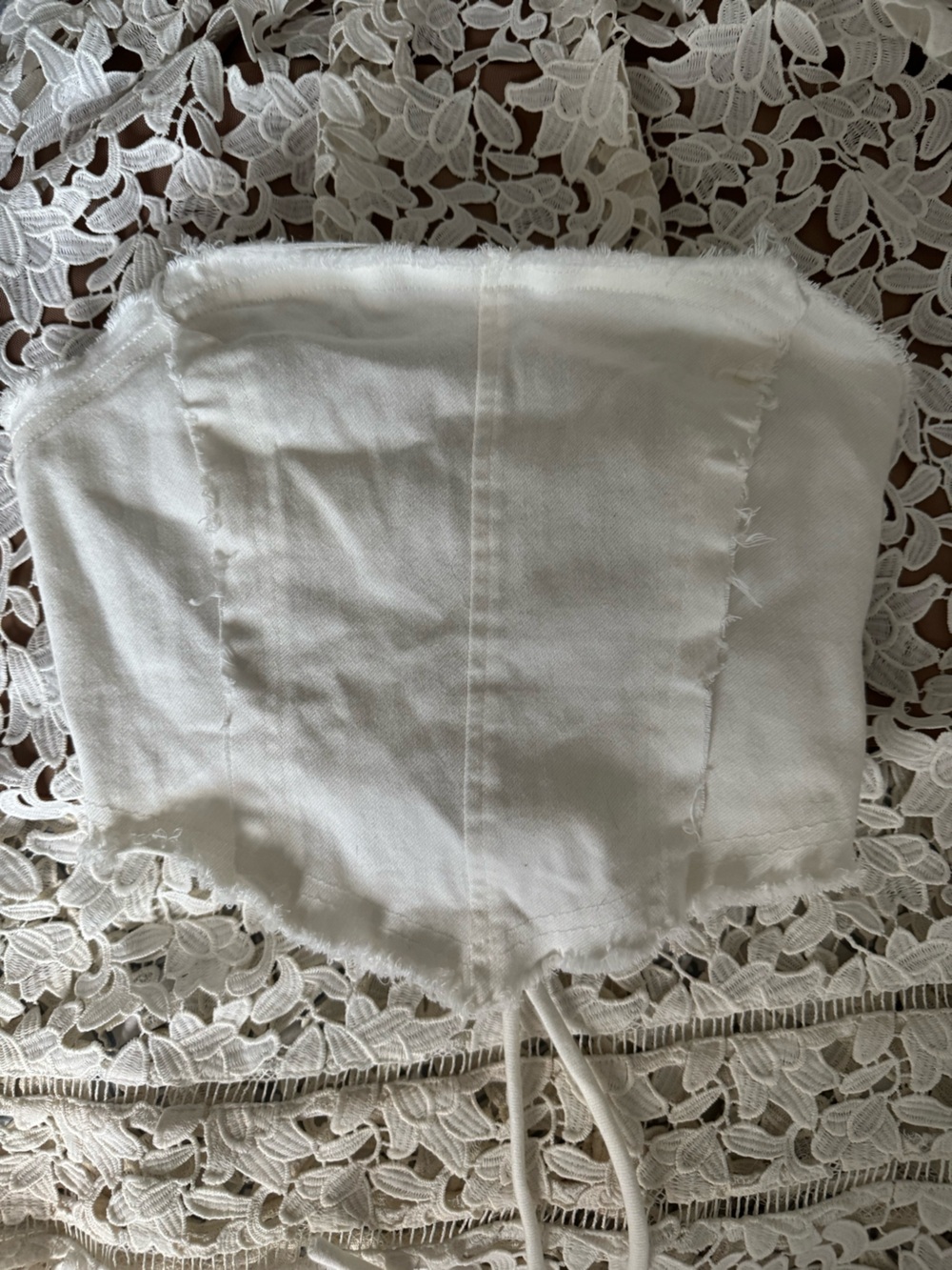 Tilly's White Cotton Cropped Lace-Trim Top